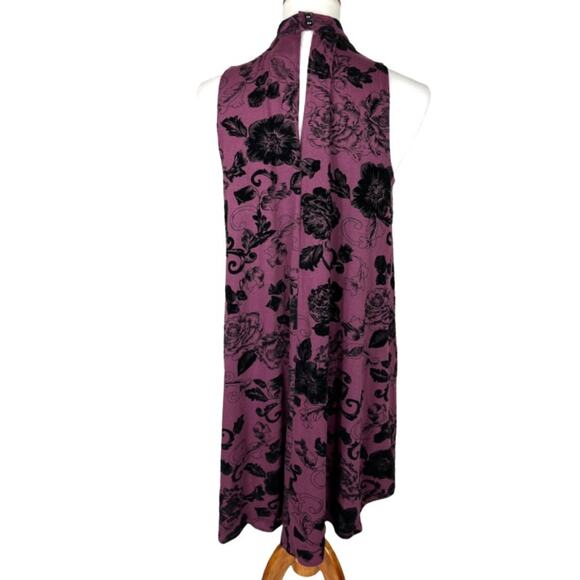 Philosophy A-Line Mock Neck Floral Dress With Velvet Flower Detail Size Small - Picture 2 of 6